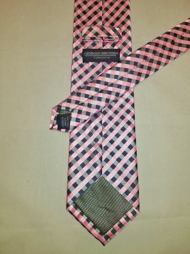 Giorgio Brutini Pink White Navy Striped Classic Men's Tie / Necktie - Picture 3 of 12