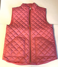 J Crew Crewcuts Girls Pink Quilted Puffer Vest Zip Front Size XL Pockets