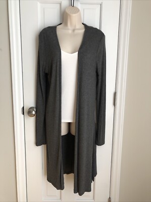 Active USA Open Cardigan Size XL Long Gray Jersey Light Weight Long Sleeve 
