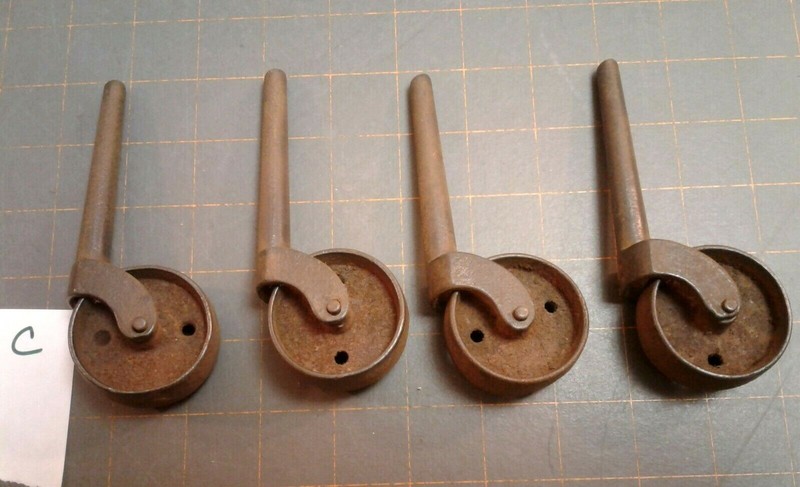 Set of 4 Antique Iron Furniture Casters 1880s Era 