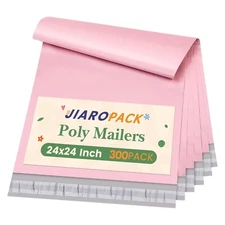 300x Large Poly Mailers 24x24" Shipping Bags for Clothes Business Light Pink