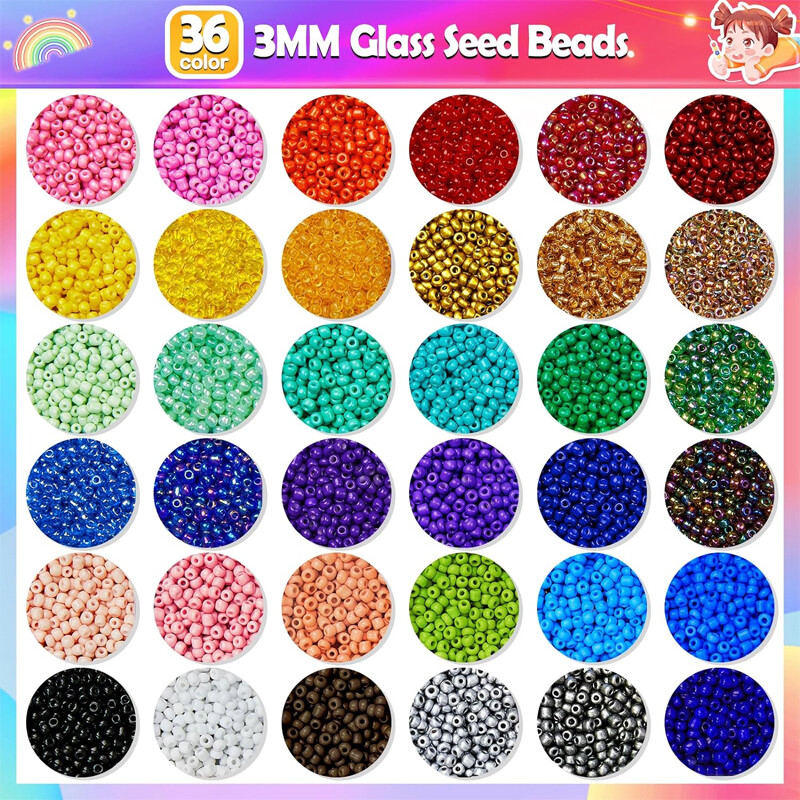 FINGERINSPIRE 11200 Glasperlen Set – 12/0 Rocailles, 2 Mm, Transparent, Für DIY-Schmuck Und Bastelprojekte
