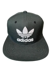Adidas Original Trefoil Chain Snapback Flatbill Hat Baseball Cap Dark Gray White