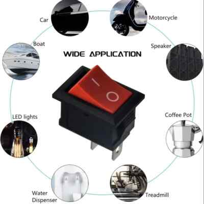 5PCS KCD1 Interruttore a bilanciere 6A 250V AC 2Pin OFF 5PCS KCD1 Interruttore a bilanciere 6A 250V AC 2Pin OFF