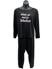 AnyBody Brushed Jersey Message Sleep Set Black