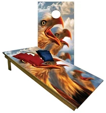 CORNHOLE BEANBAG TOSS GAME w Bags Game Boards Eagles America USA Bird Set 