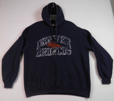 Vintage Denver Broncos Zip Up Hoodie Sweatshirt NFL Team Apparel See Measure