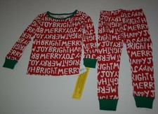 NEW Carter's Girls 2 Piece PJs Pajamas Top Pants Holiday Red White 2 7 10 year
