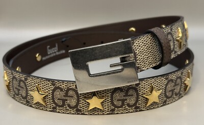GUCCI GGスプリーム スター ベルト Gucci GG Supreme Stars Leather Belt Size 105/42 Authentic | eBay