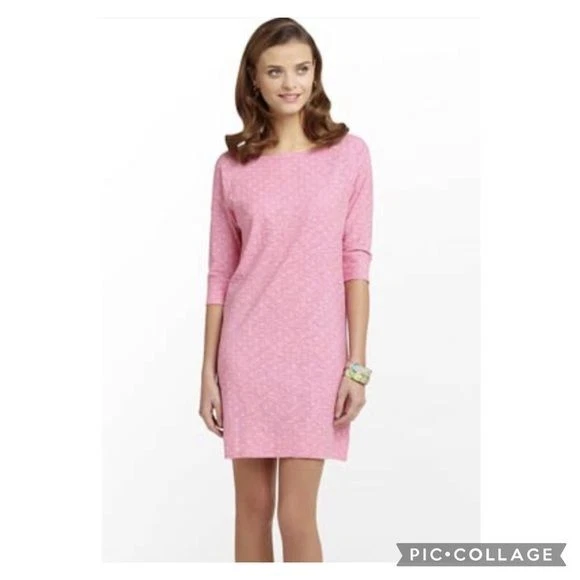 Lilly Pulitzer Cassie Cotton Dress in Pink Dot Dot Dot Womens SZ