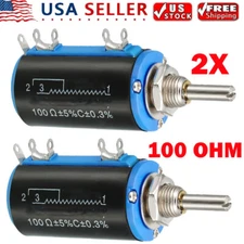 2PC 100 OHM 2W Multi Turn Wirewound Pot Precision Linear Potentiometers NEW