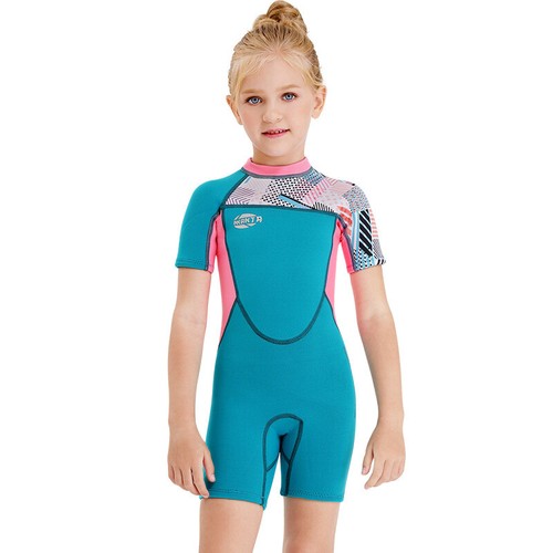 2.5MM Kids One Piece Long / Short Sleeve Surf Diving Wetsuit Girl Boy Swim Suit - Picture 51 of 68