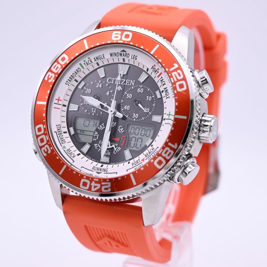 CITIZEN ProMaster Eco Drive Wristwatch Orange New Battery Ready to Use image 2