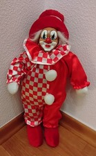 Karnevals Clown Rot weiß unbespielt Dekorationspuppe Größe 50 cm Porzellankopf