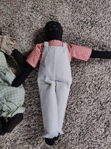 Black Girl Boy Rag Doll Folk Art Handmade Souvenir 14" long - Picture 6 of 7