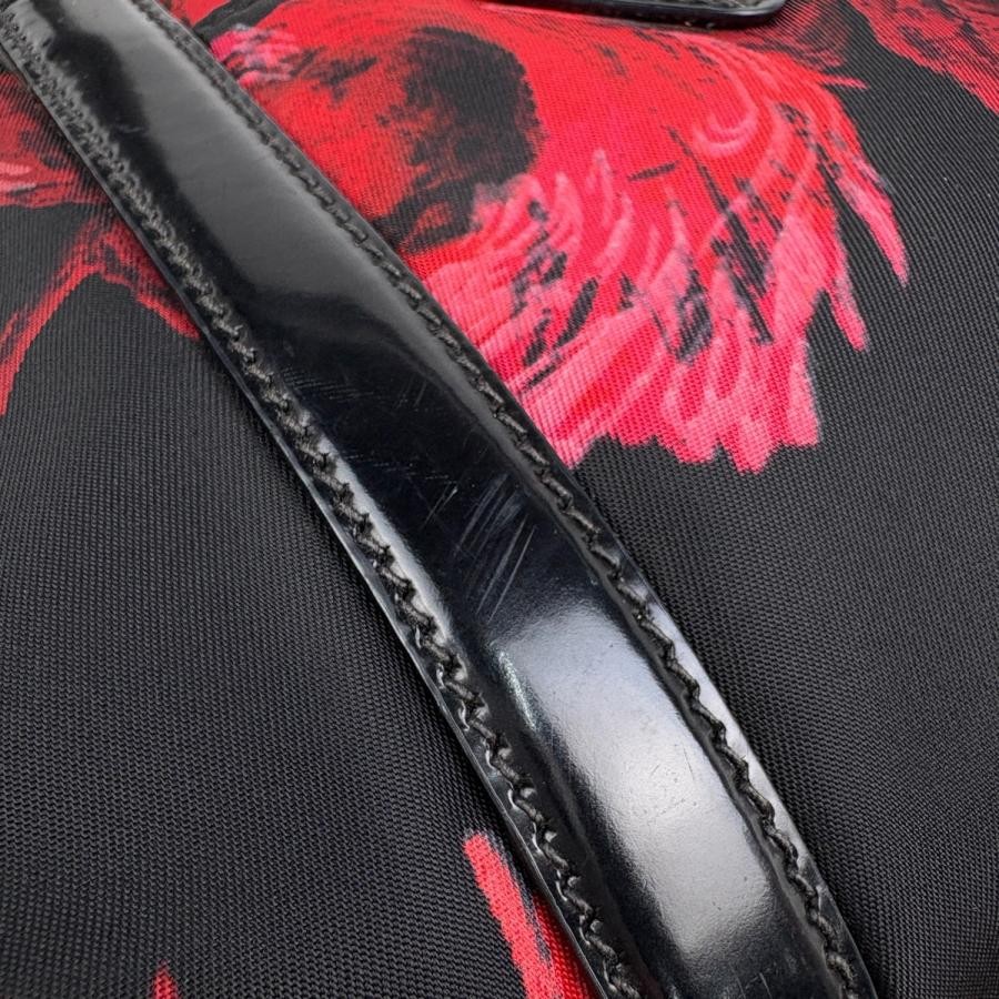 PRADA 2-Way Shoulder Bag BN1052 Nylon Black Red with Shoulder Strap #BS1846 thumbnail 4