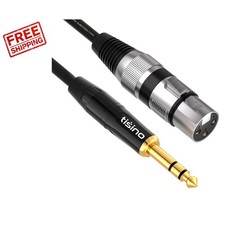 Professional XLR Female to 1/4 TRS Patch Cable - 6.6 Feet, Black, Robust Design