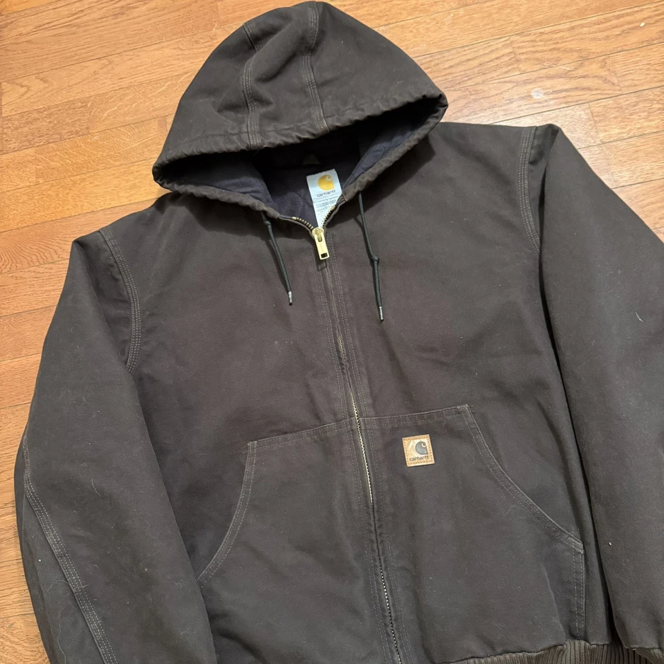 Chaqueta con Capucha Carhartt Active De Colección J130 DKB Marrón Pato Lona Para Hombre Talla XL 90s Foto 2 de 3