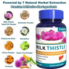 Milk Thistle Liver Support Supplement Herbal with Silymarin Dandelion Root 60ct