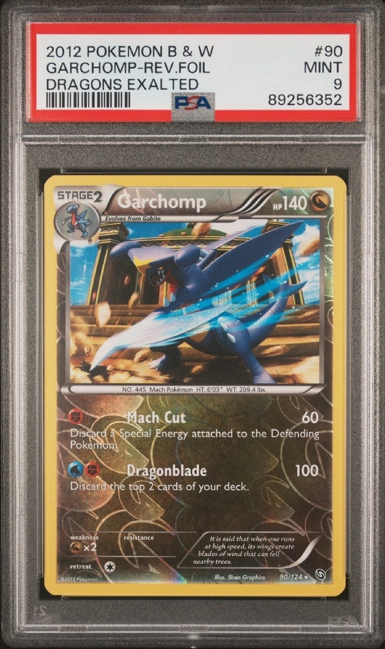 PSA 9 Mint Pokemon Garchomp Reverse Holo 90/124 Black & White Dragons Exalted