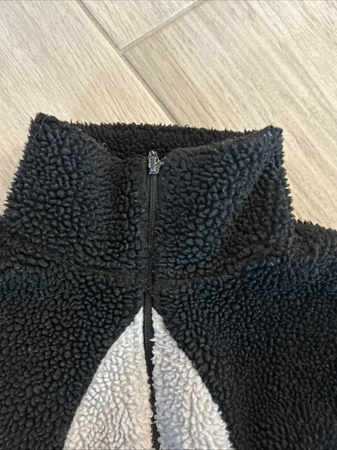Adidas Oversize Sherpa Boa Giacca Cappotto Nero Grigio Taglia XS - Foto 8 di 11