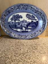 Vintage 1971 Daher Decorated Ware Metal Tray 20" x 15" Pastoral Tower Scene Engl