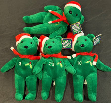 Lot of 4 Bamm Beano's Baseball Beanie Babies Christmas Bears 1998