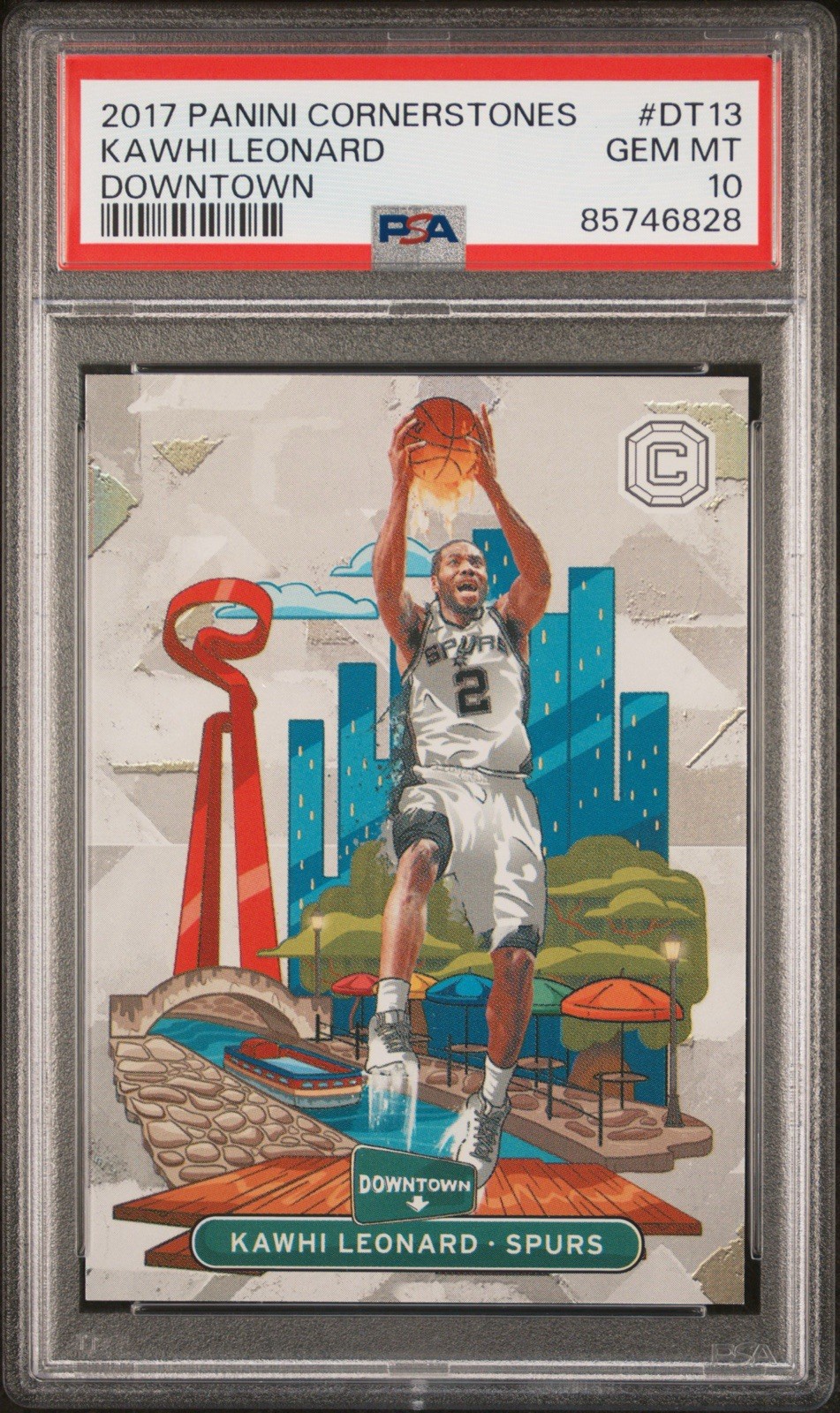 2017-18 Panini Cornerstones Kawhi Leonard Downtown PSA 10  HOF Spurs