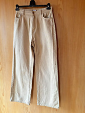 Jeans pantalone unisex gamba larga taglia 40 beige 100% cotone. tessuto solido/morbido indossato