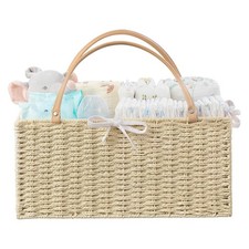 HBlife Baby Diaper Caddy Organizer Tote Bin with Removable Divider - Paper Rope