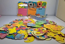 VINTAGE Teacher Classroom Decor Animal Name Tag Cutouts HUGE Lot