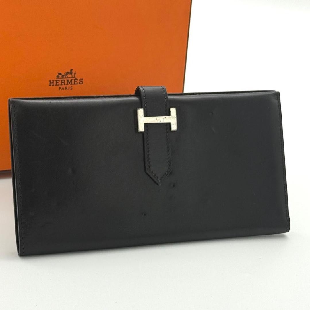 Hermes BeAin Classic Wallet Leather Black Silver Hardware 9.5x17.5cm thumbnail 10