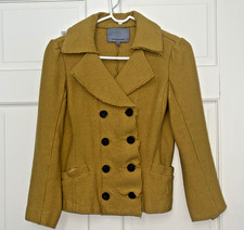 Vintage Classiques Entier Womens 100 Wool Short Peacoat Jacket Blazer Mustard