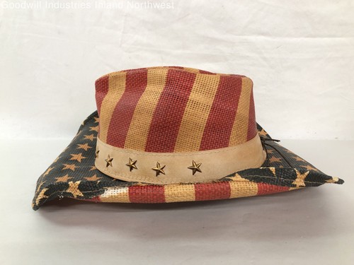 Men's Womens Goldcoast Sunwear Red Tan & Blue USA Flag Design Cowboy Hat OS