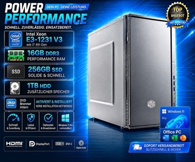 Office PC Windows 11 PC Gigabyte Xeon E3 wie i7 4TH 256GB SSD 16GB Ballistics