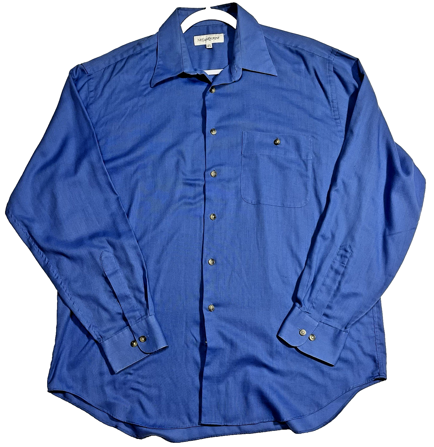 Yves Saint Laurent L S camicia elegante con bottoni uomo tg 34 35 scollo 16 1 2 blu YSL