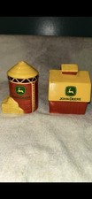 John Deere Farm Barn Silo Ceramic Salt and Pepper Shakers Set 