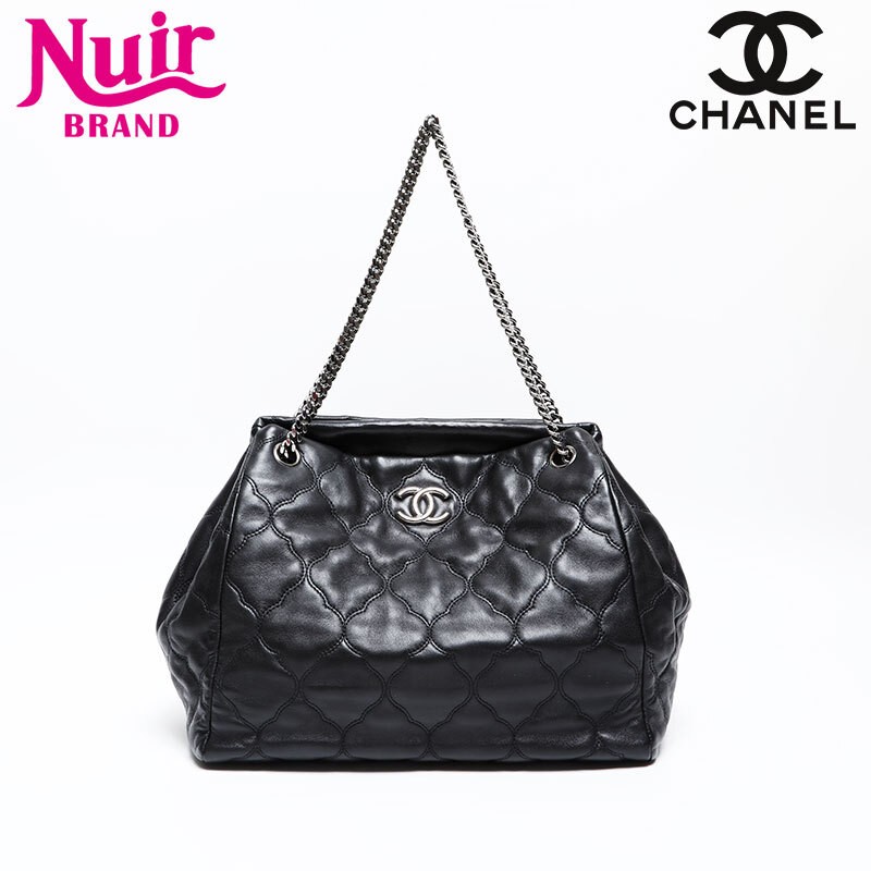 CHANEL 12 Series Lambskin Chain Shoulder Bag Black 2008 2009