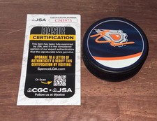 Evan Bouchard Signed Autographed Edmonton Oilers Reverse Hockey Puck JSA