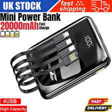 20000mAh Power Bank 4 USB LED Fast Charger Battery Pack for All Mobile Phone UK