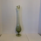 Fenton 18" Green Avocado Thumbprint Pedestal Stand Swung Vase