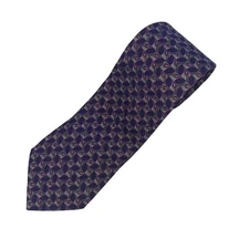 Geoffrey Beene Men's 100% Silk Necktie Purple Gray Patterned Elegant Classic