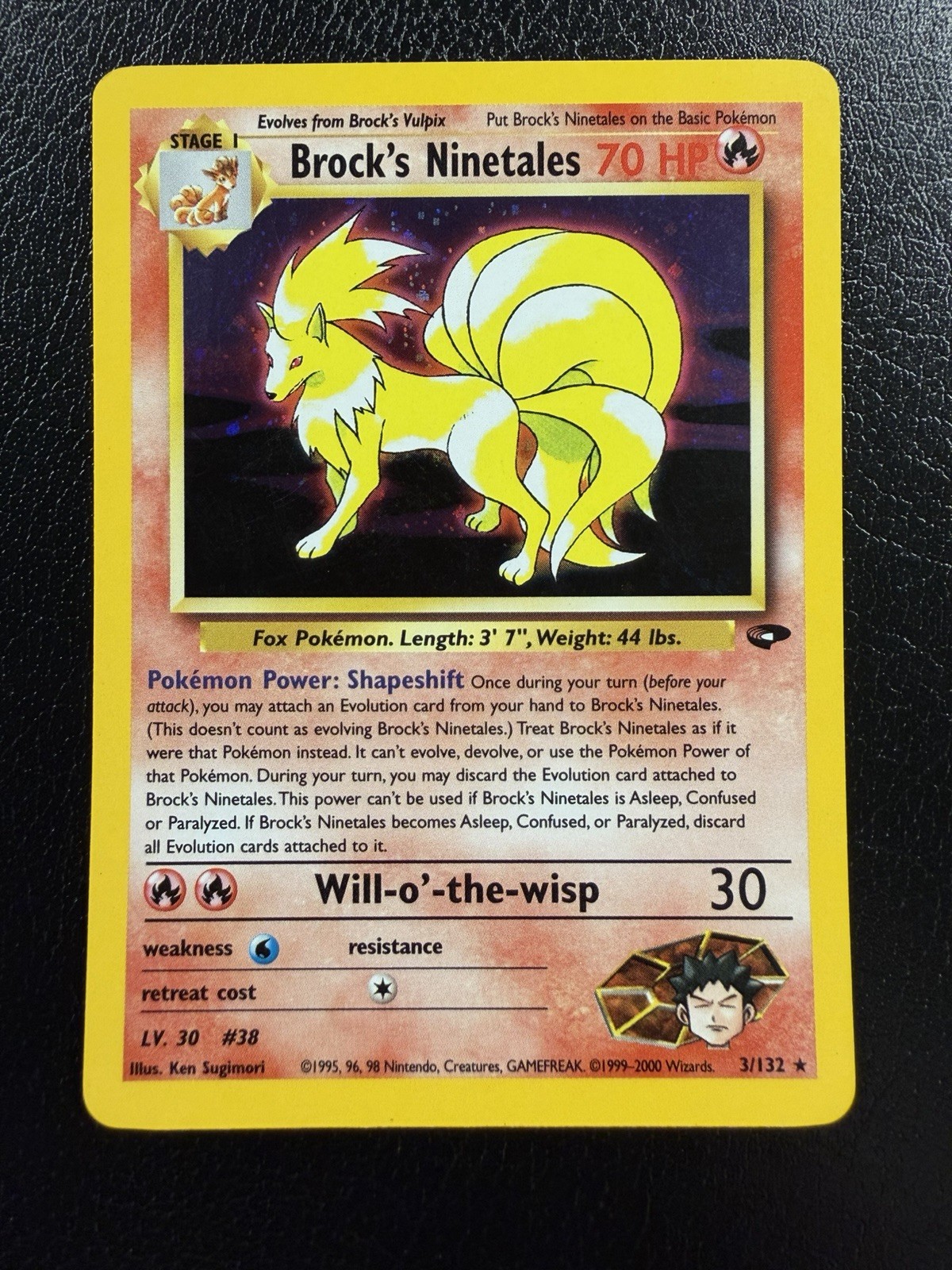 Brock's Ninetales 3/132 Holo Rare Gym Challenge Pokemon Unlimited Holo MP