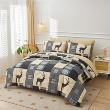 Smuge Lodge Moose Comforters King Size Set - 7 Pieces Lightweight Bed in a Ba...