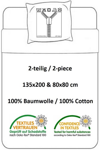 Roter Traktor Wende-Bettwäsche-Set 135x200 80x80 Baumwolle Trecker Bettzeug - Bild 4 von 4