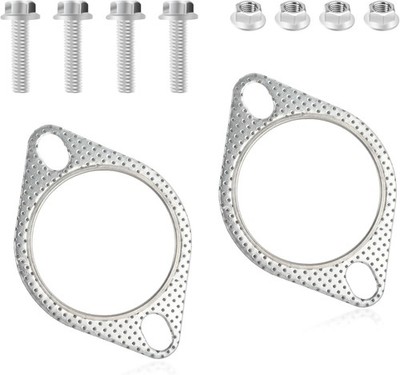 2PCS Exhaust Flange Gasket + 4PCS Exhaust Bolts2.25'' 2-Bolt Catalytic Convert...