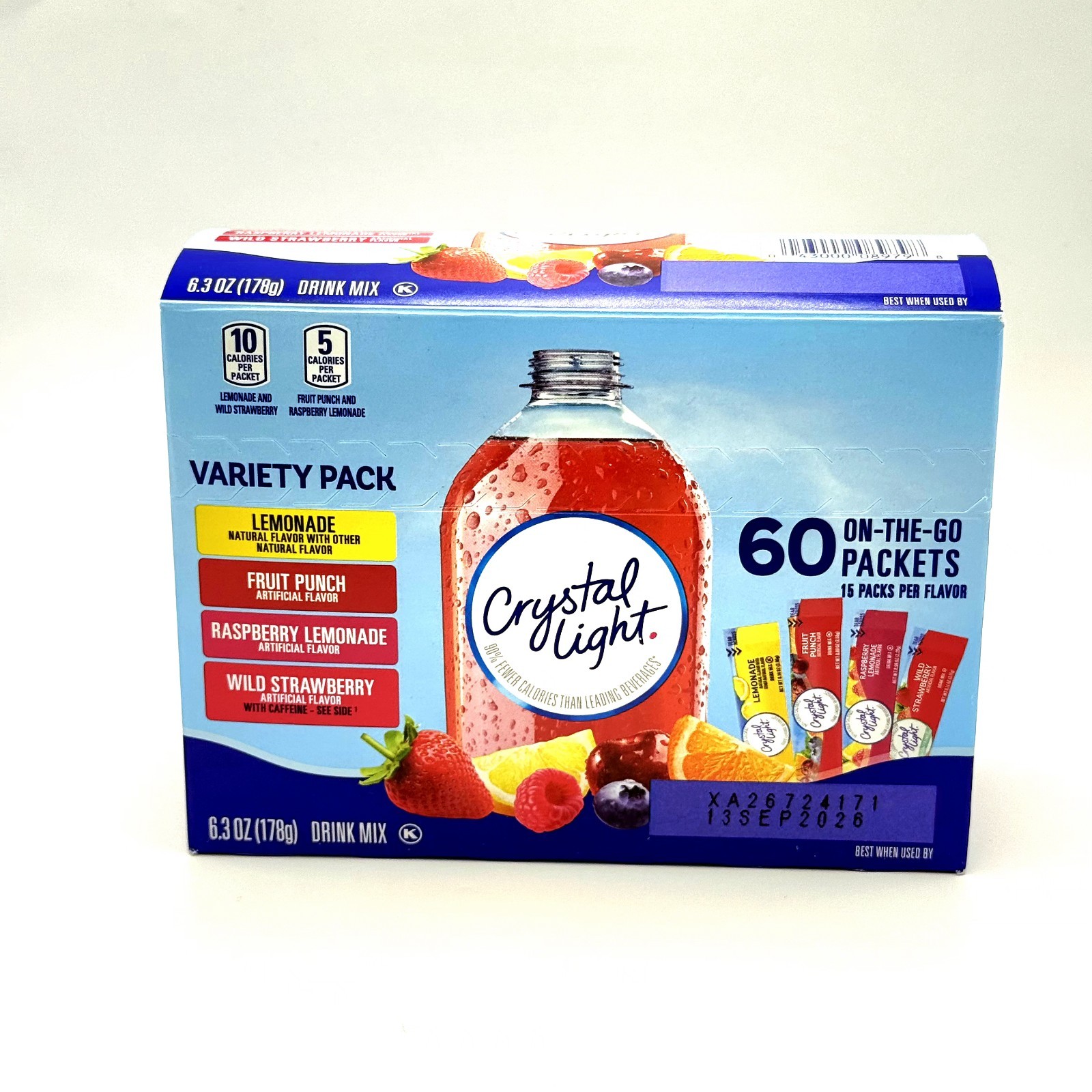 Crystal Light Drink Mix Variety Pack 60 Ct Sugar Free Low Calorie On-The-Go Pack