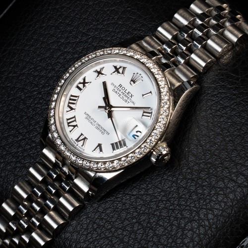 Rolex Lady-Datejust 31 | Ref. 278384RBR | Diamond Bezel | White Roman - Jubilee