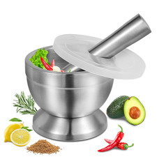18/8 (304) Stainless Steel Mortar and Pestle Set,Mortar and Pestle with Non-Slip