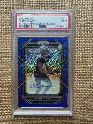 2022 Panini Prizm Chris Olave #310 Blue Shimmer Prizm Autographs /25 PSA 9